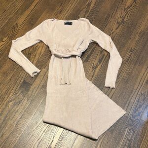 Maternity ASOS Ribbed Cream Knit Wrap Dress